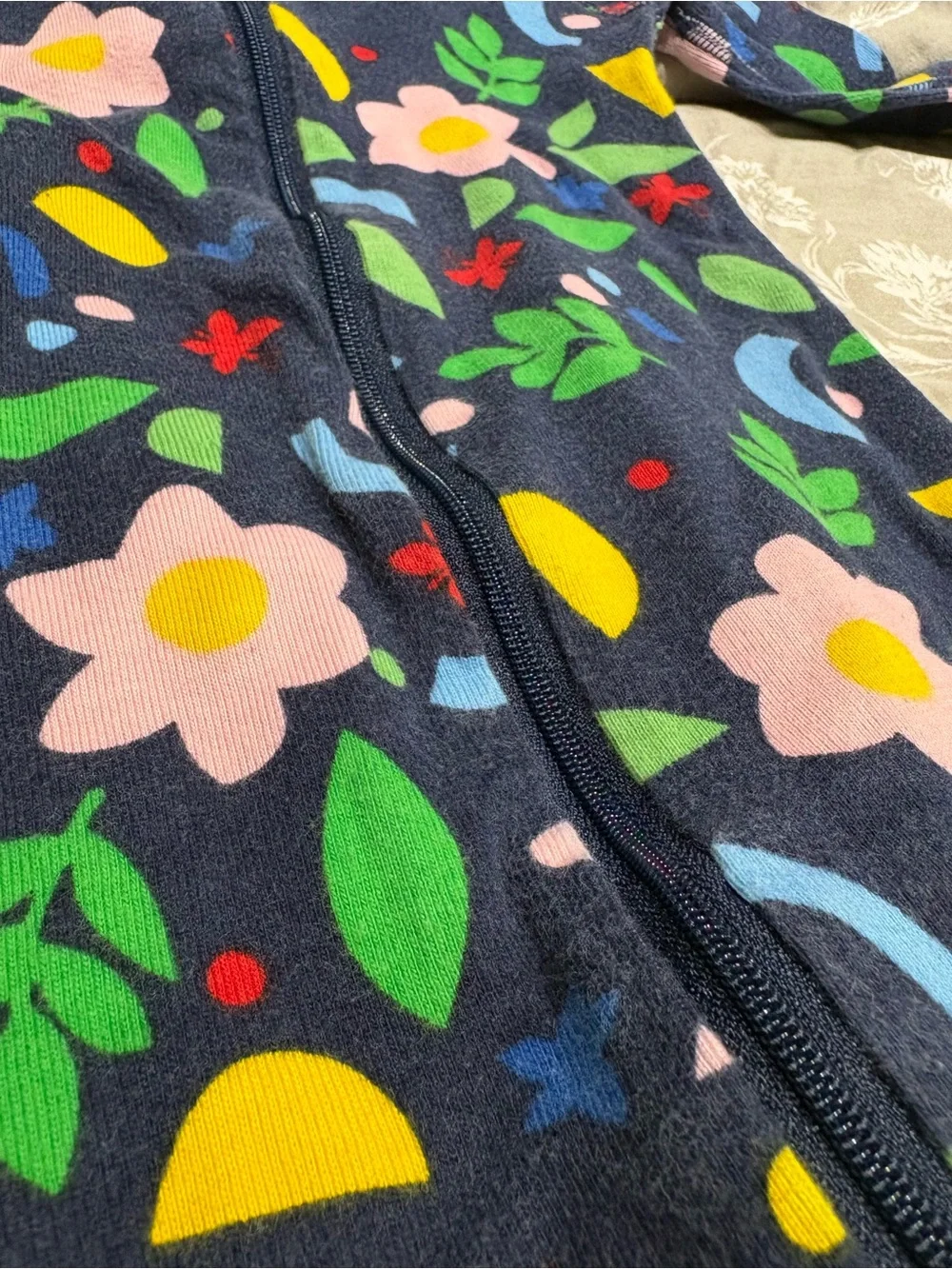 Hanna Andersson navy floral zip pj 3
